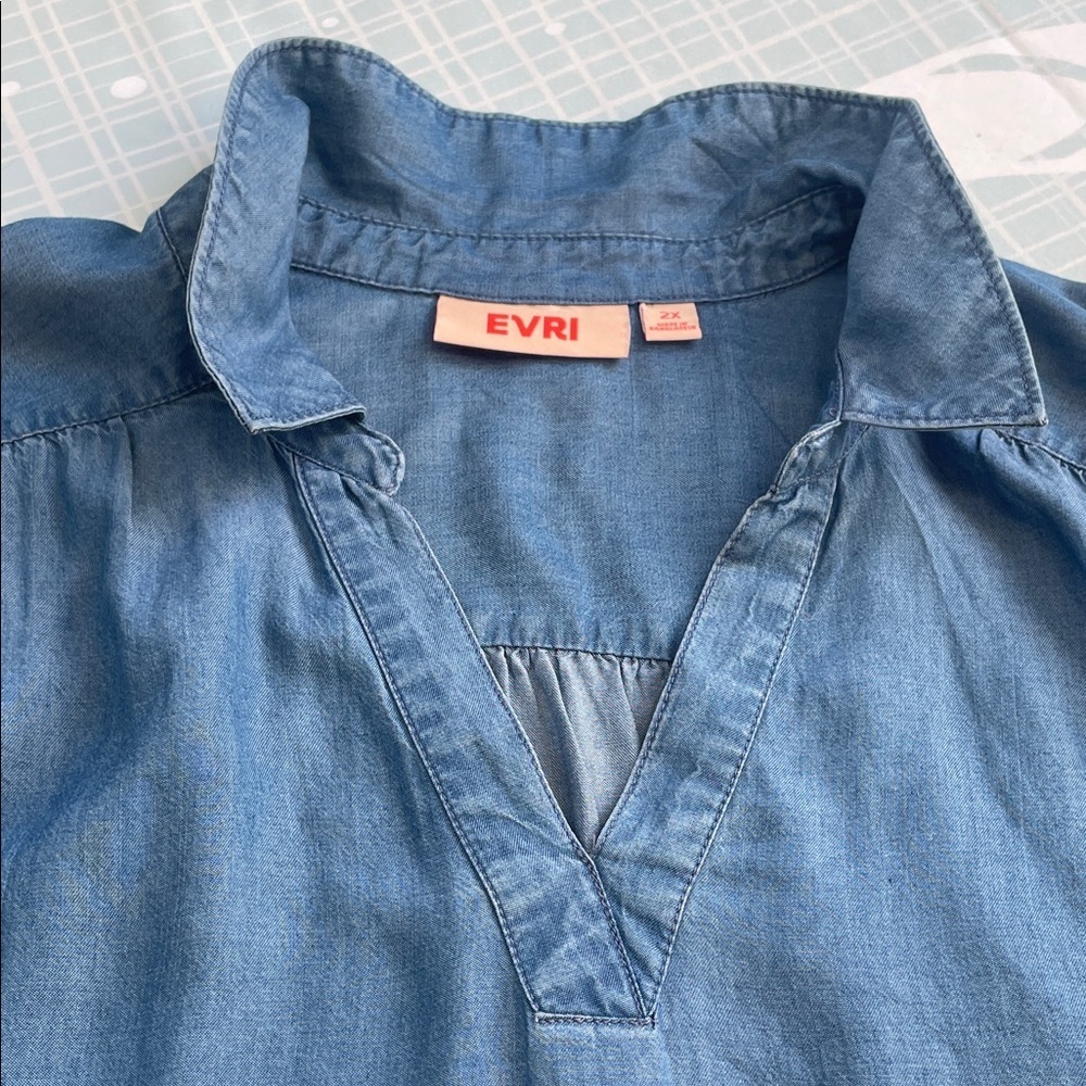 EVRI Vibrant Blue Denim Shirt - Picture 6 of 7